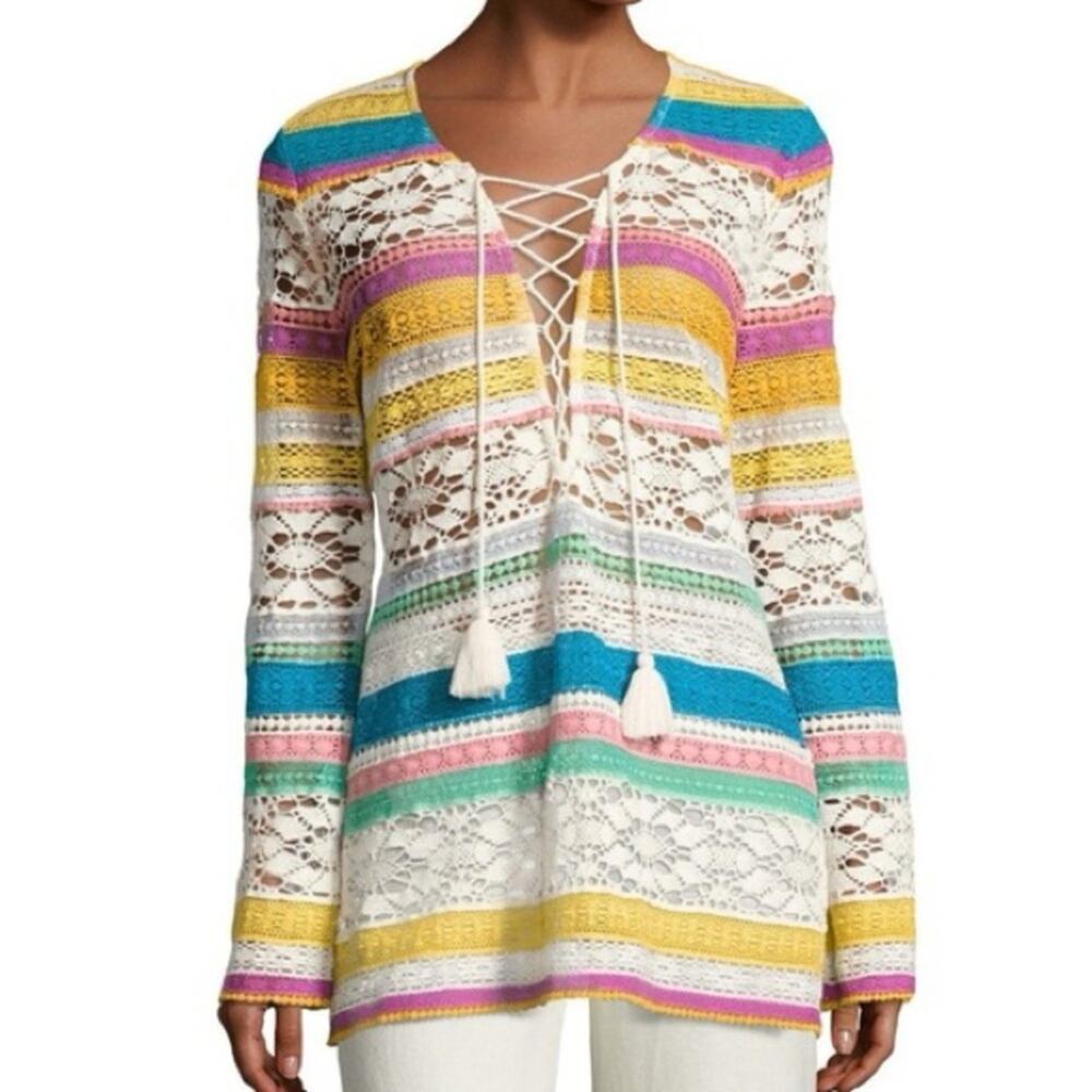 Figue Clarita Crochet Tunic Top Coverup Resort Beach NWOT Sz XS